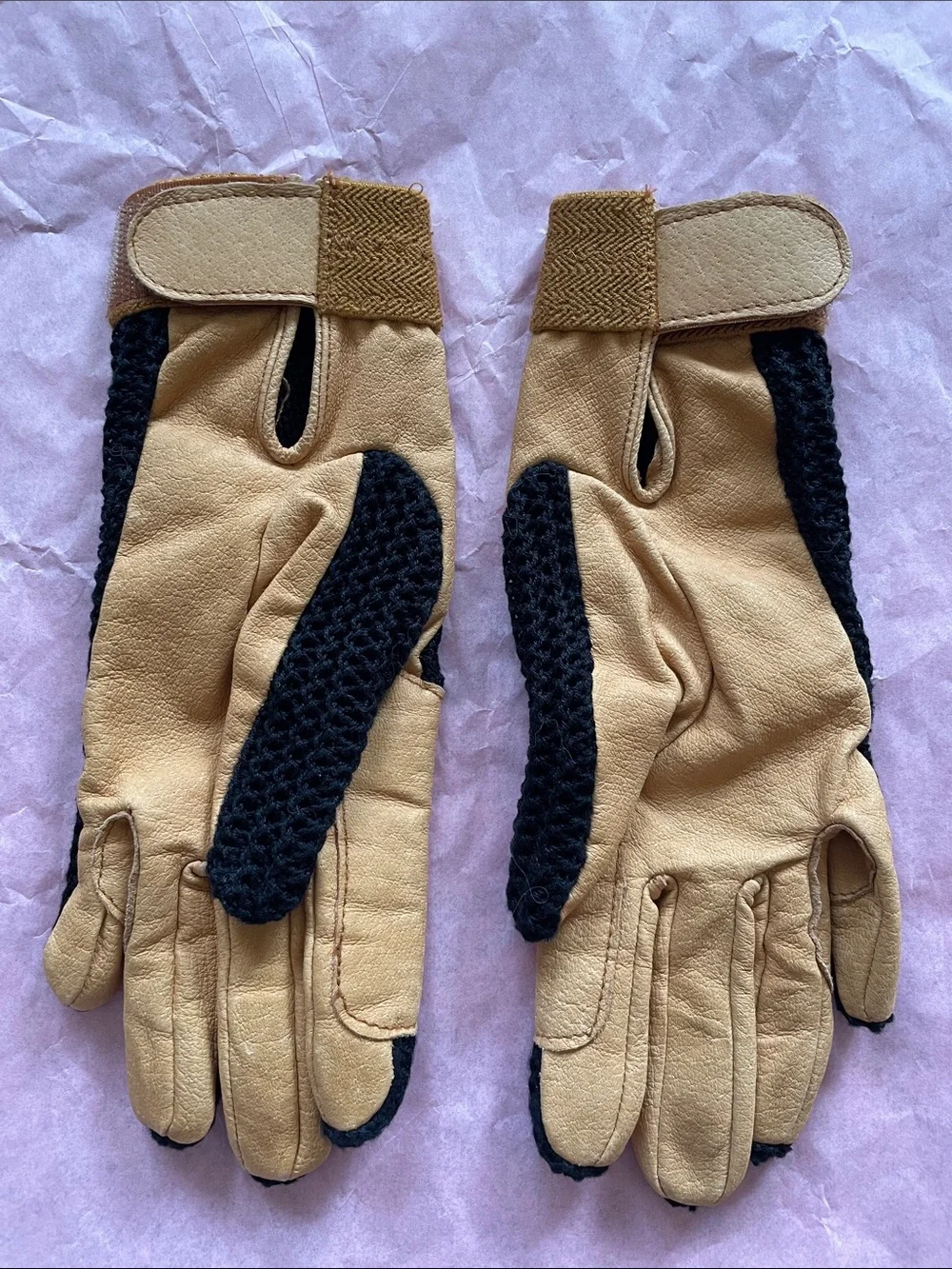 KENSINGTON Equestrian Riding Gloves Leather Crochet S